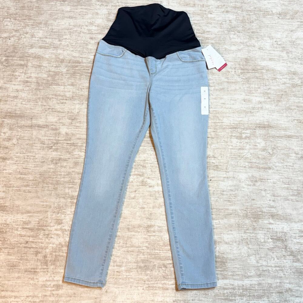 Isabel Maternity Womens 10 Light Blue Skinny Jeans Over the Belly Stretch pocket